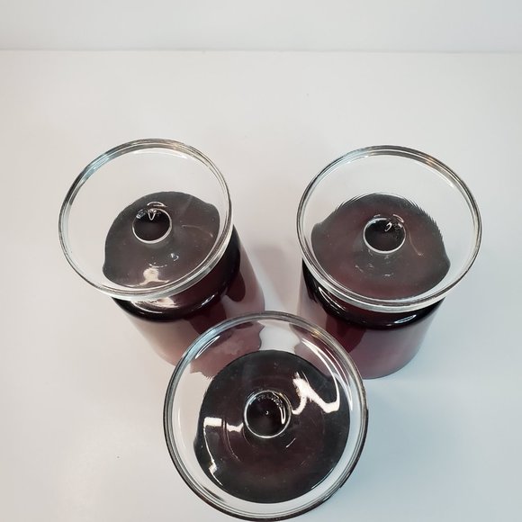 3 Vintage Ruby Red Clear Footed Wine Water Goblet Glass France - Picture 3 of 4